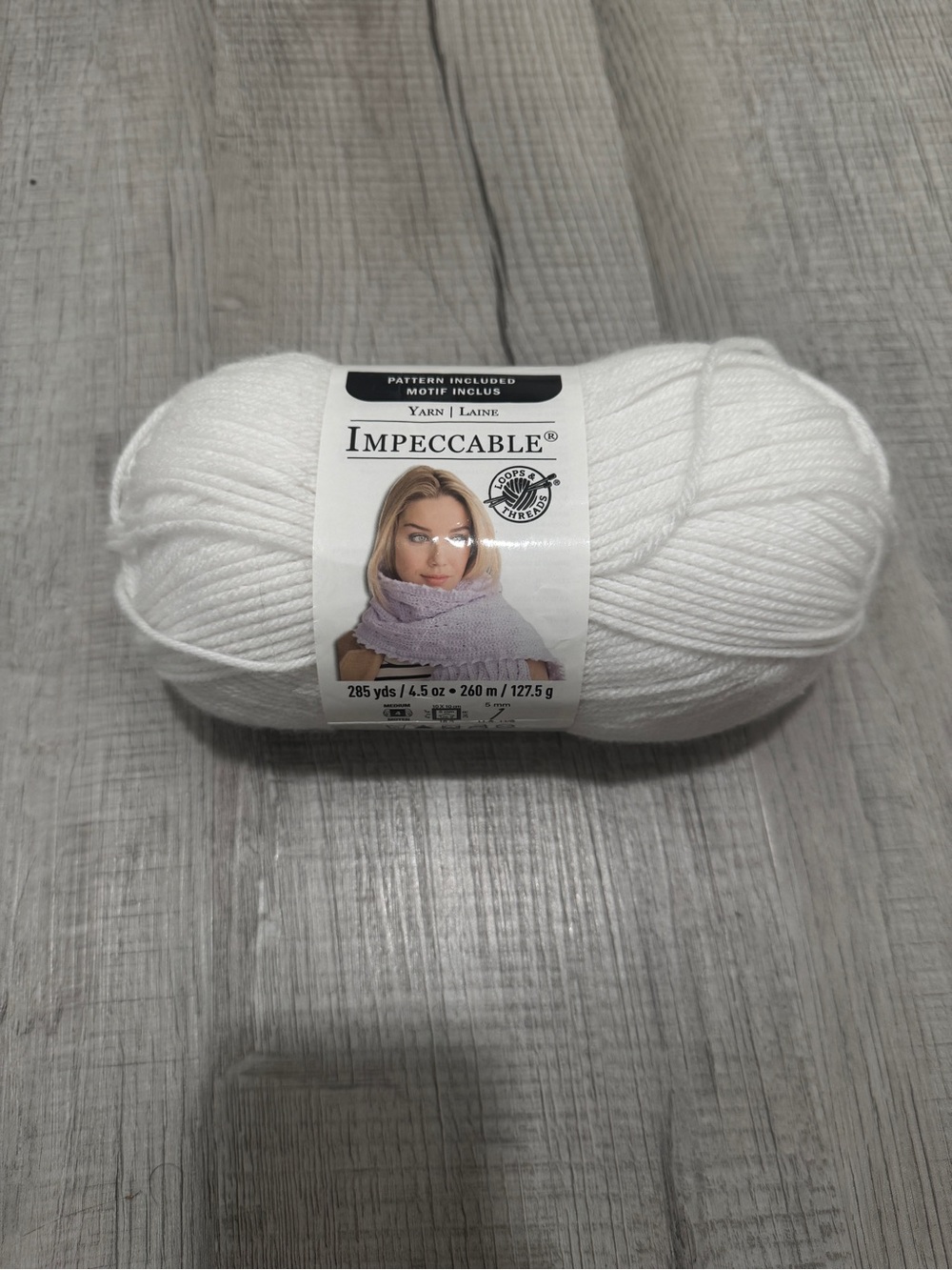 Impeccable White Acrylic Yarn Skein 285 yds / 4.5 oz